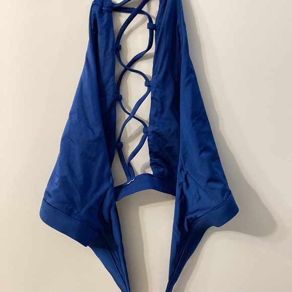 Beach Bunny Reese Blue Halter Strappy‎ One-Piece Swimsuit | Sexy Cutout Monokini - Picture 10 of 10